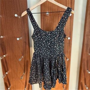 Aerie Floral Black Sleeveless Dress